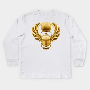 Gold Egyptian Scarab Kids Long Sleeve T-Shirt